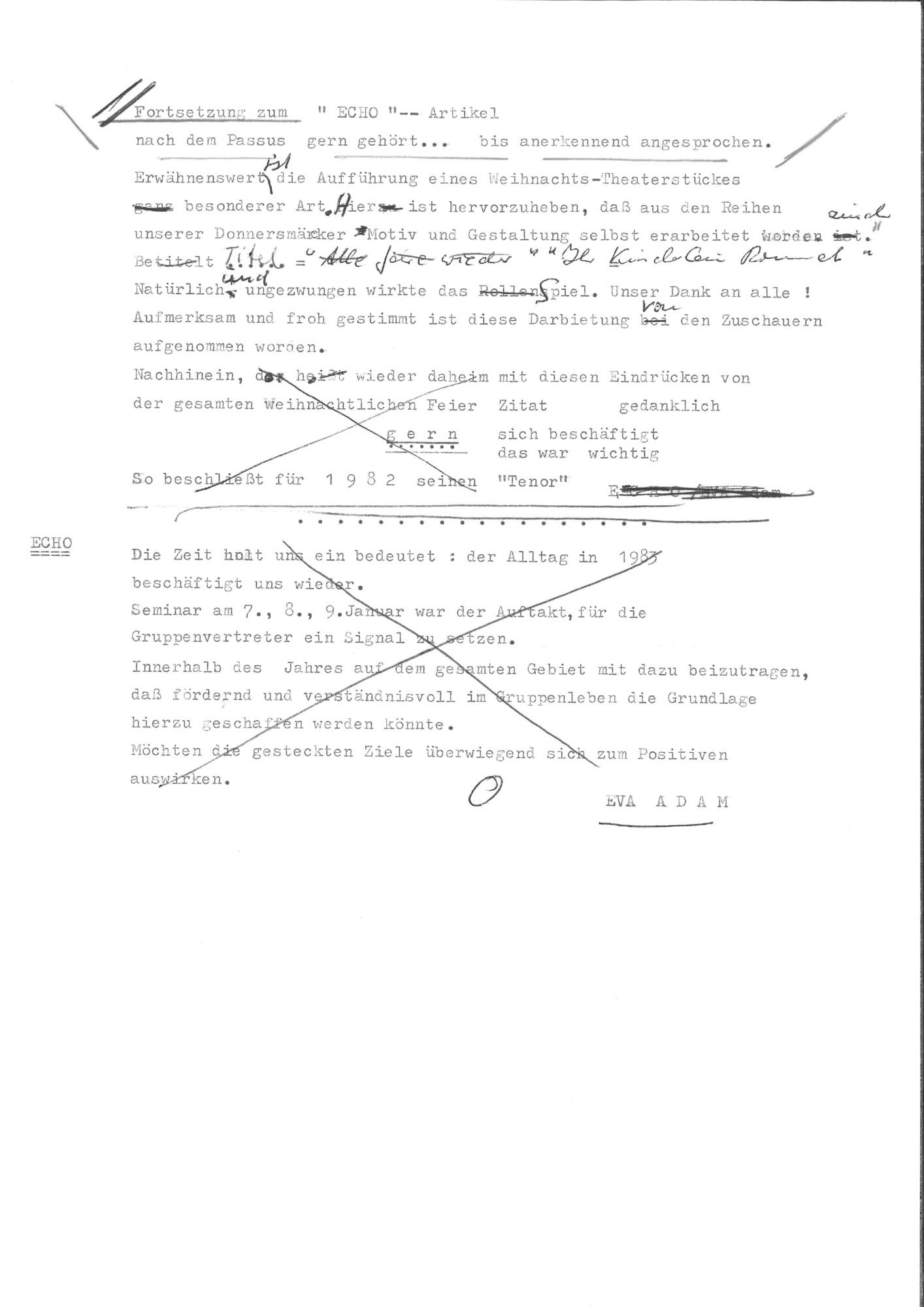 Scan einer Text-Korrektur.