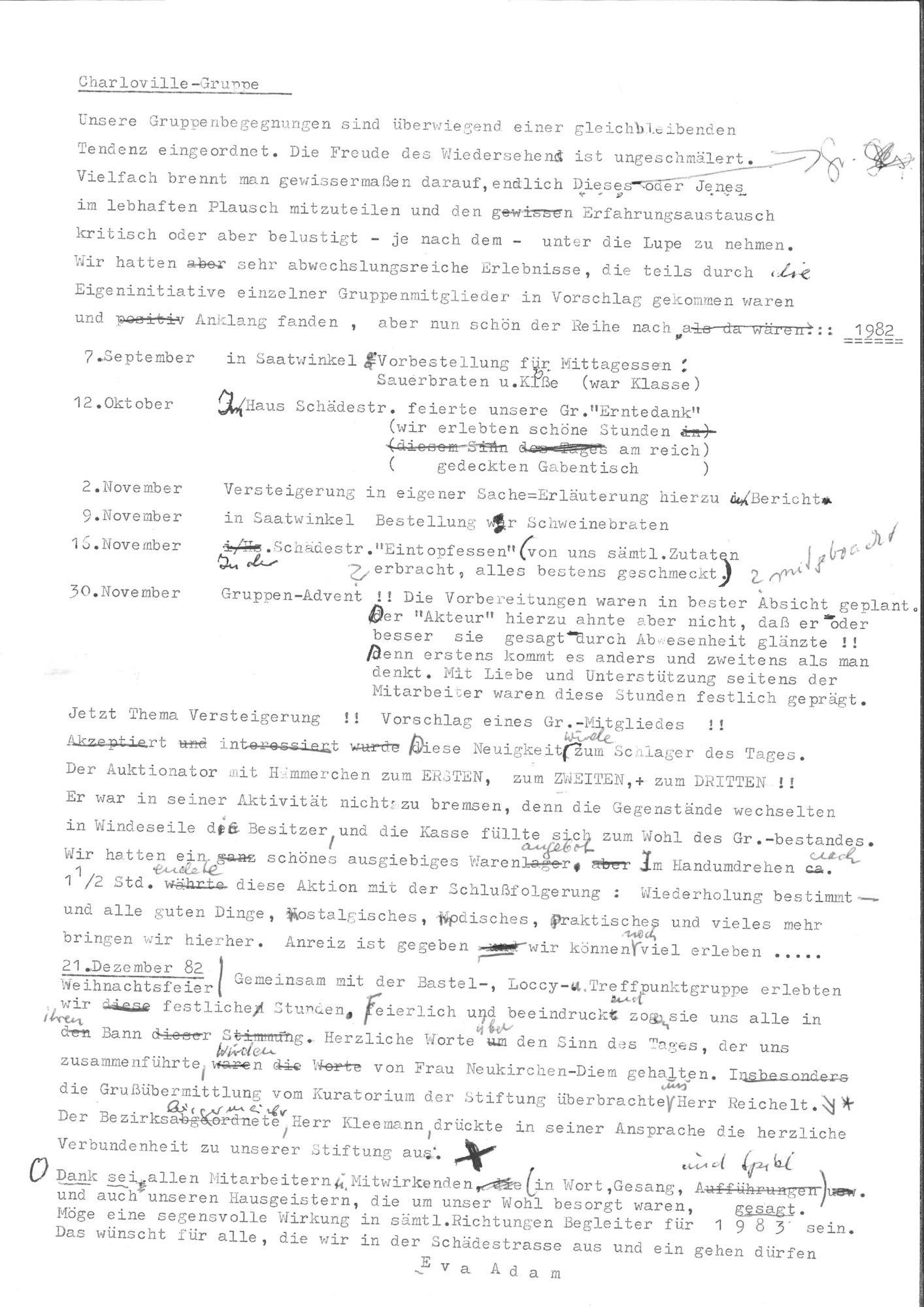 Scan einer Text-Korrektur.