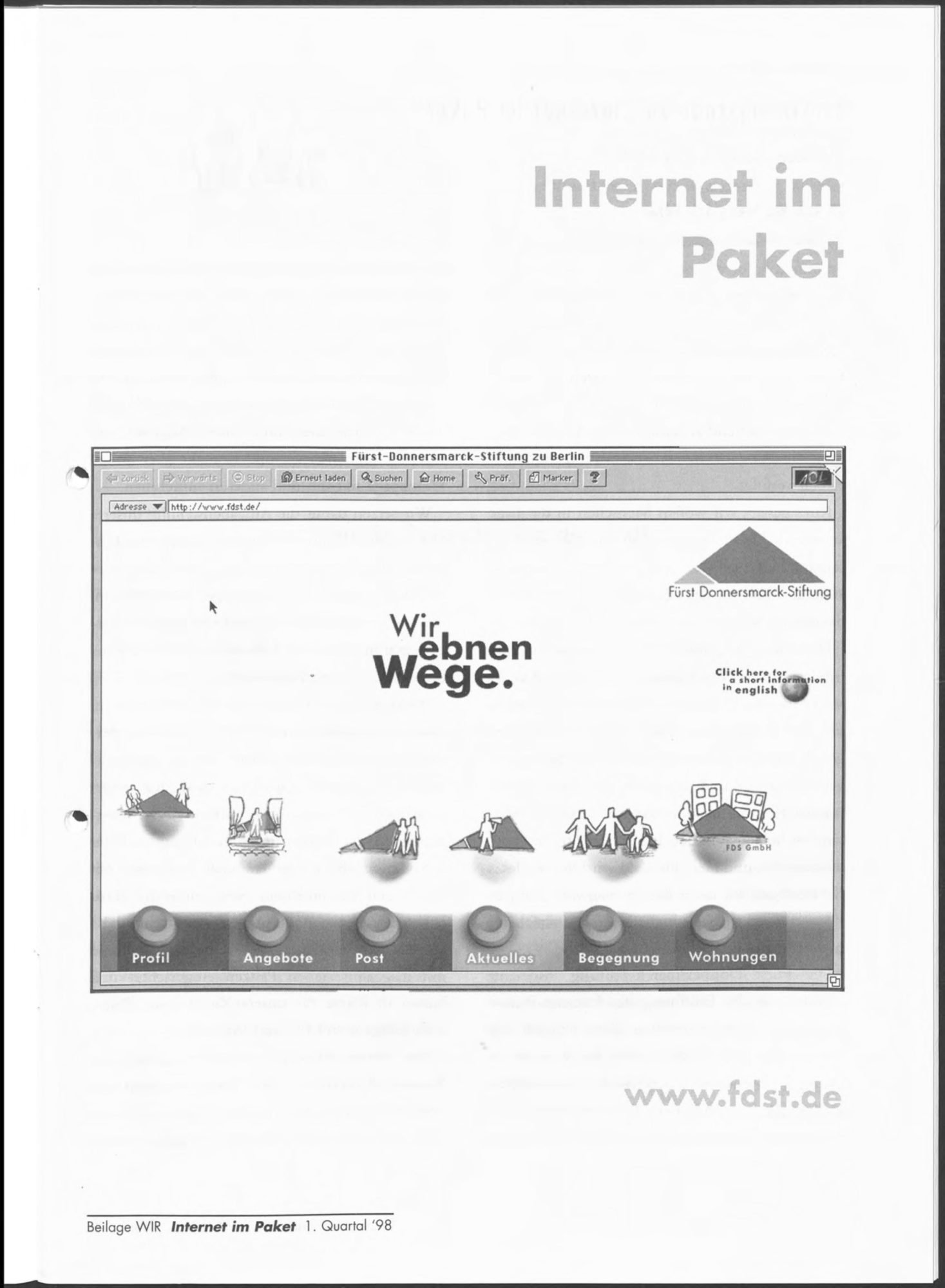 Zu sehen ist die Titelseite von der Publikation Internet im Paket.