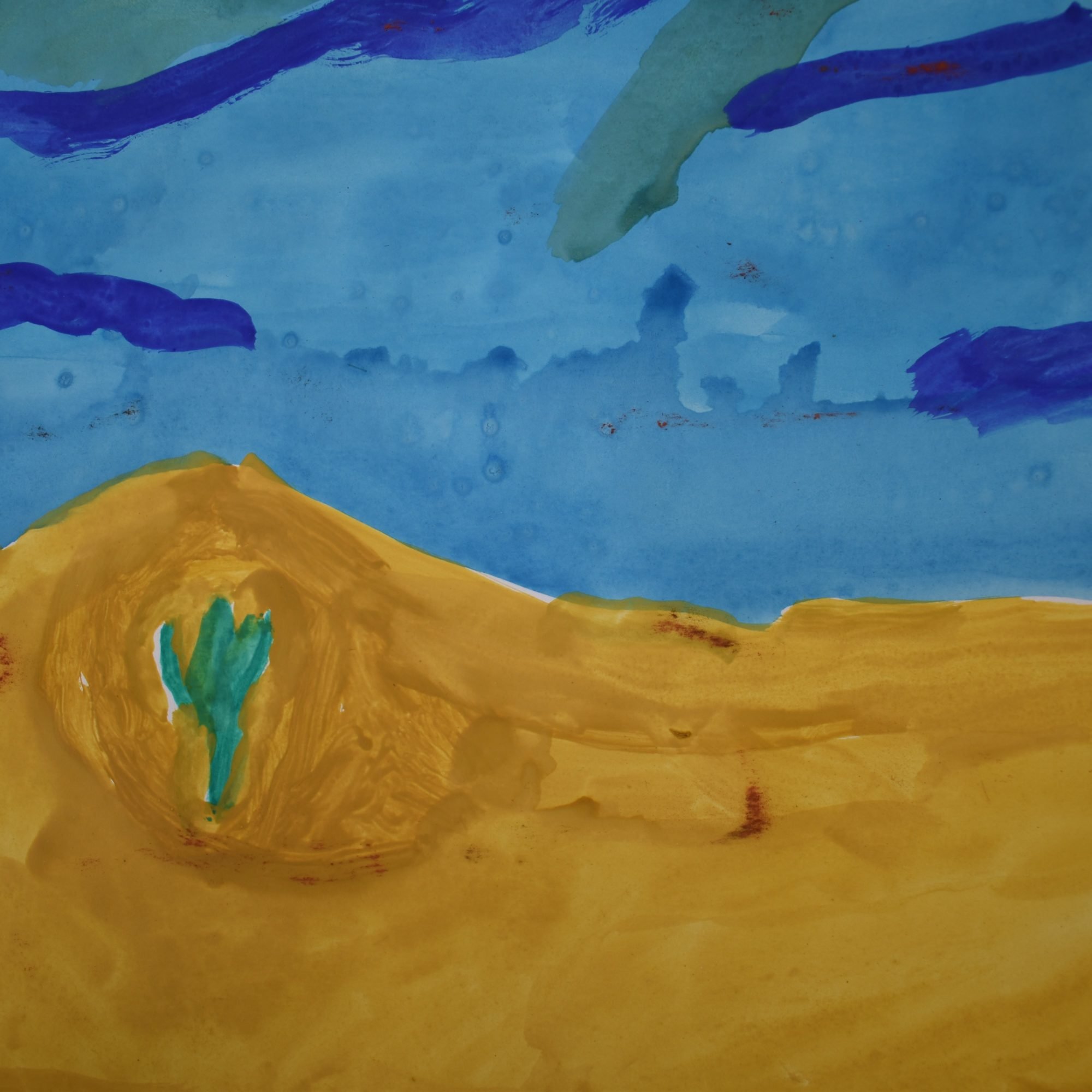 Aquarell einer Wüstenlandschaft.
