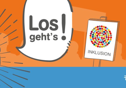 Banner der Aktion Mensch: Aufschrift Los geht es! Aktionstag 5. Mai. #InklusionJetzt