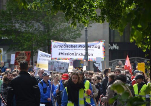 Der Protesttag 5. Mai im Jahr 2019: Szene der Demonstration in Berlin.