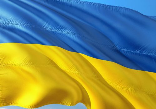 Die Ukrainische Flagge.